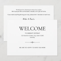Tarjeta postal de bienvenida de Airbnb para alquil