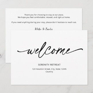 Tarjeta postal de bienvenida de Airbnb para alquil