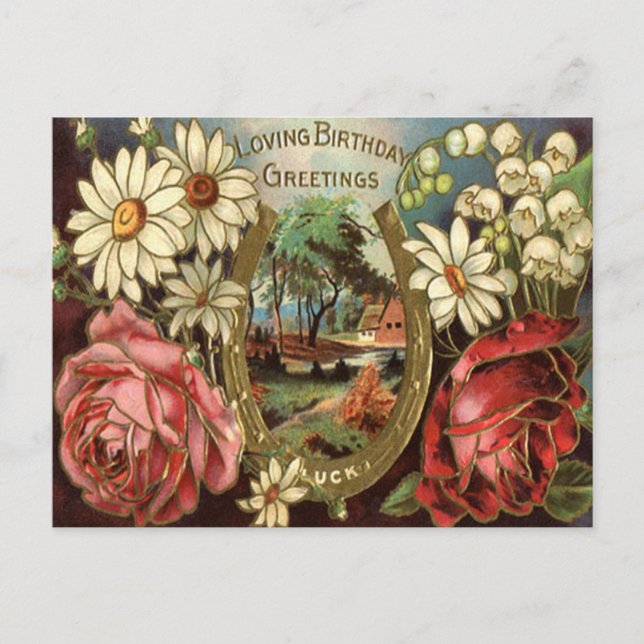 Tarjeta postal de bienvenida de cumpleaños floral  (Anverso)