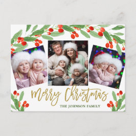 Tarjeta postal de bienvenida para Navidades Holly