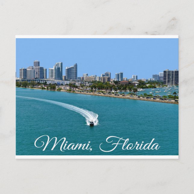 Tarjeta postal de Biscayne Bay Miami Beach Florida (Anverso)