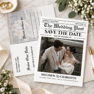 Tarjeta Postal de Boda con Foto de Fecha de Guarda