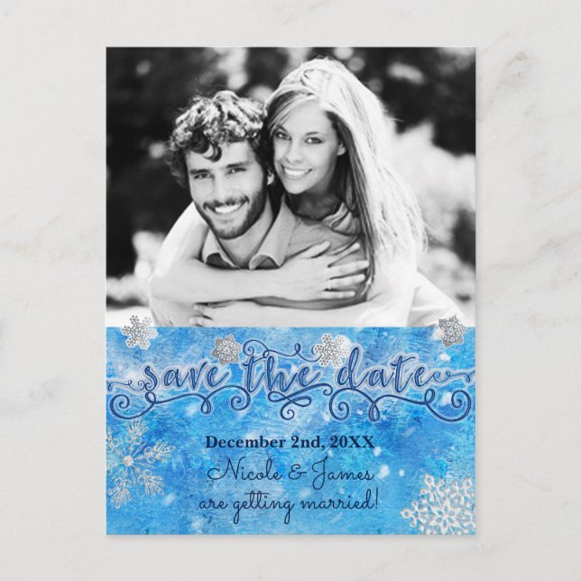 Tarjeta postal de boda con foto de SAVE THE DATE d (Anverso)