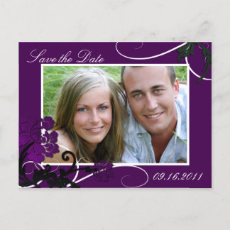 Tarjeta Postal de Boda con Foto "Save the Date" Fl