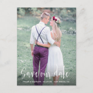 Tarjeta Postal de Boda con Foto y Fecha de Guarda