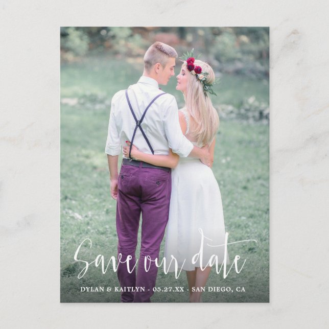 Tarjeta Postal de Boda con Foto y Fecha de Guarda  (Anverso)