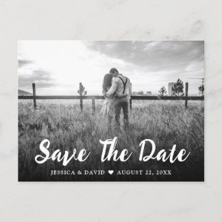 Tarjeta Postal de Boda con Foto y Letra Rústica pa