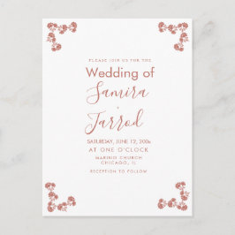 Tarjeta postal de boda con motivo floral moderno n
