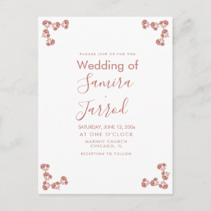 Tarjeta postal de boda con motivo floral moderno n