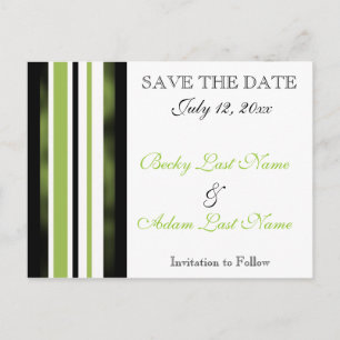 Tarjeta Postal de Boda con Rayas Verdes Save The D