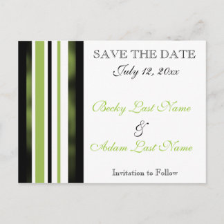 Tarjeta Postal de Boda con Rayas Verdes Save The D