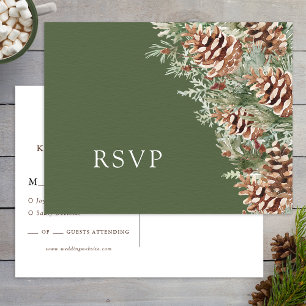 Tarjeta postal de boda con RSVP boho