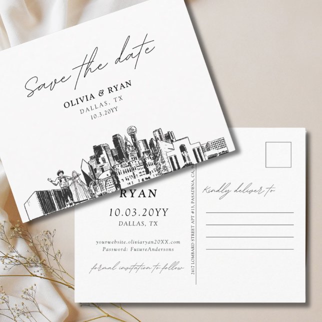 Tarjeta Postal de Boda de Dallas para Guardar la F (Dallas Save the Date Postcard Wedding
)