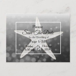 Tarjeta postal de boda de estrella de mar de playa