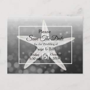 Tarjeta postal de boda de estrella de mar de playa