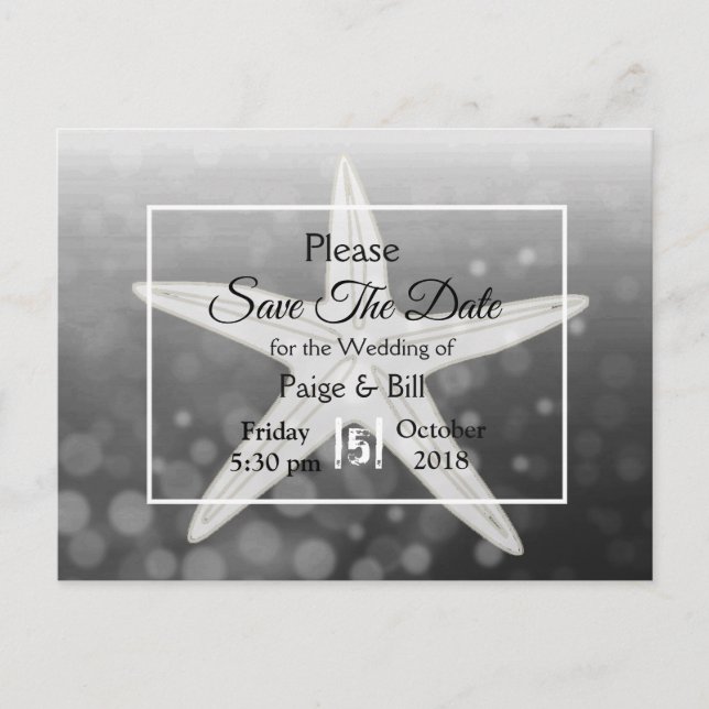 Tarjeta postal de boda de estrella de mar de playa (Anverso)