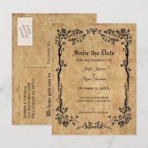 Tarjeta postal de boda de Halloween elegante para