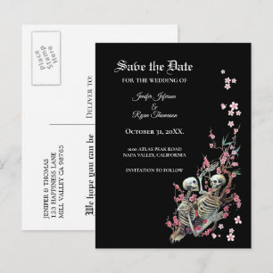Tarjeta postal de boda de Halloween elegante para 