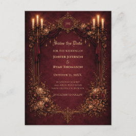 Tarjeta postal de boda de Halloween gótica para gu