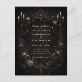 Tarjeta postal de boda de Halloween gótica para gu
