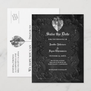 Tarjeta postal de boda de Halloween gótica para gu