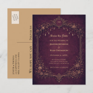 Tarjeta postal de boda de Halloween gótica para gu
