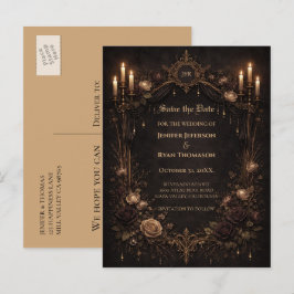 Tarjeta postal de boda de Halloween gótica para gu