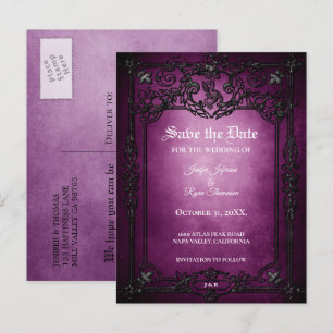 Tarjeta postal de boda de Halloween gótico para gu