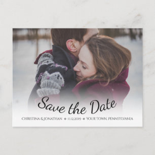 Tarjeta postal de boda de invierno de copos de nie