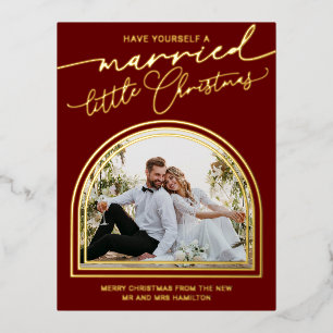 Tarjeta postal de boda de Navidad pequeña casada c