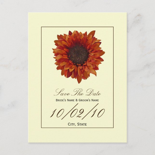 Tarjeta Postal de Boda de Otoño - Flor de Otoño (Anverso)