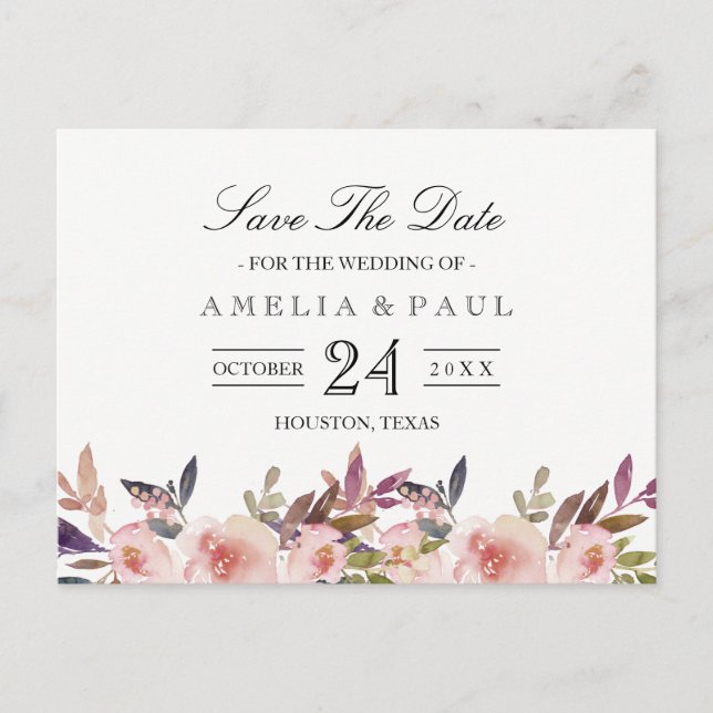 Tarjeta postal de boda de peonías rosadas para gua (Anverso)