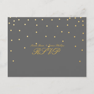 Tarjeta postal de boda de respuesta con confeti gr