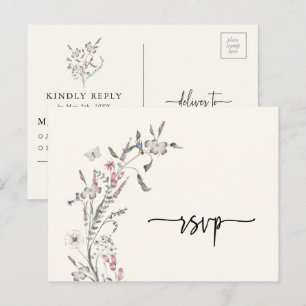 Tarjeta postal de boda de respuesta floral