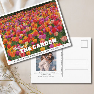 Tarjeta postal de boda del Jardín de Tulipanes par