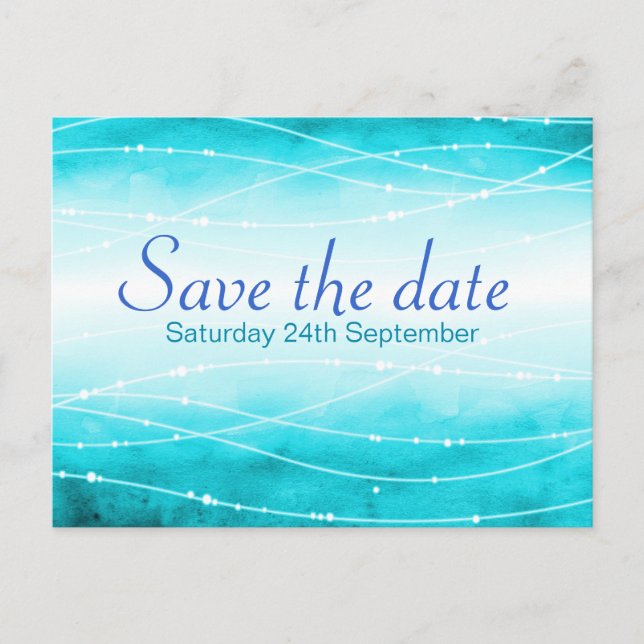 Tarjeta postal de boda efecto mar resplandeciente  (Anverso)