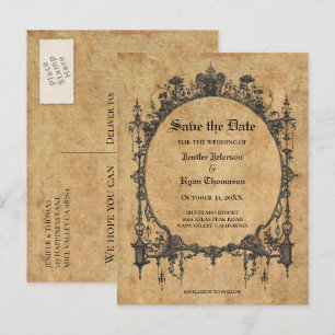 Tarjeta postal de boda elegante de Halloween para 