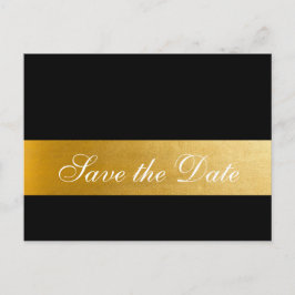 Tarjeta postal de boda elegante de oro negro para