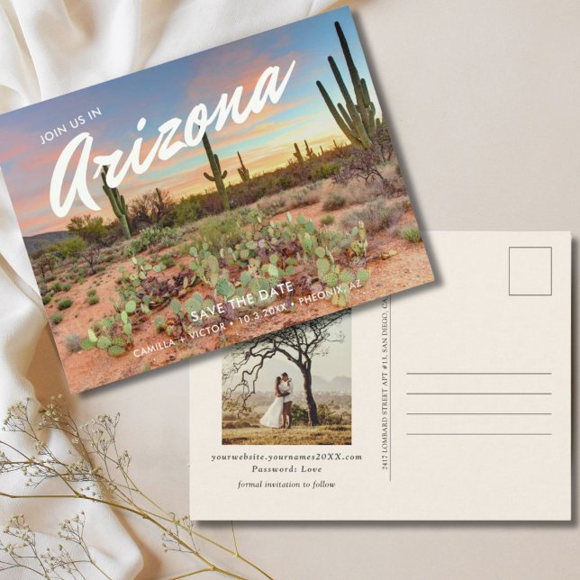 Tarjeta Postal de Boda en Arizona para Guardar la  (Arizona Wedding Save the Date Postcard
)