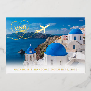 Tarjeta postal de boda en Santorini Grecia Save th