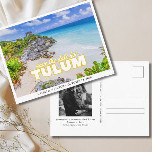 Tarjeta Postal de Boda en Tulum México para Guarda