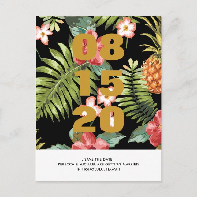 Tarjeta postal de boda floral tropical para guarda (Anverso)
