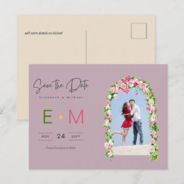 Tarjeta Postal de Boda Foto Floral Rosa para Guard