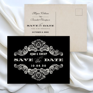Tarjeta postal de boda gótica caligrafía vintage