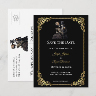 Tarjeta postal de boda gótica de Halloween para gu