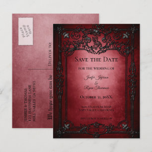 Tarjeta postal de boda gótica de halloween para gu