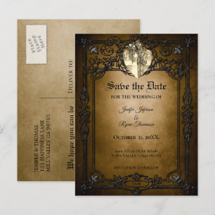 Tarjeta postal de boda gótica de Halloween para gu