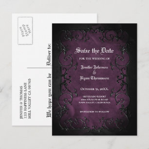Tarjeta postal de boda gótica de Halloween para gu