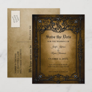 Tarjeta postal de boda gótica de Halloween para gu