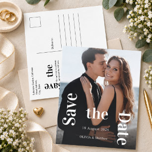 Tarjeta postal de boda minimalista para guardar la